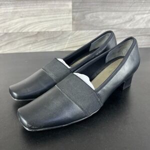 Mark Lemp Classics Pump Heels Women's Size 10N Black Leather Comfort Slip‎ On
